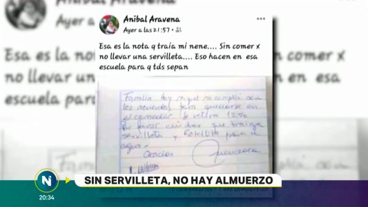 Se quedó sin comer en la escuela por no llevar una servilleta y una botellita