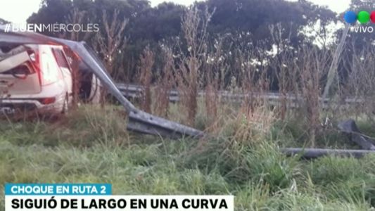 Siguió de largo en una curva de la Ruta 2