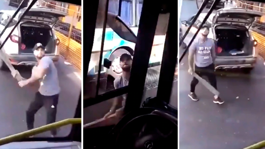 "Gordo ortiba": un automovilista atacó a palazos a un colectivo