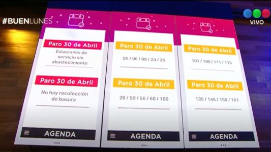 #Paro30A: la lista completa de las líneas de colectivos que paran el martes