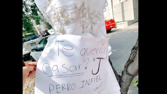 La venganza viral por una infidelidad: colgó su vestido de novia con la frase ""¿Te querías casar? Perro infiel"