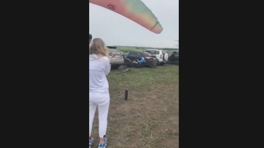 La puntería del aladeltista: cayó sobre un lujoso auto