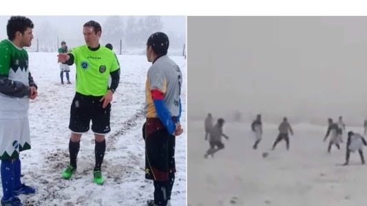 La nieve no pudo derretir la pasión: fútbol en plena tormenta en El Bolsón
