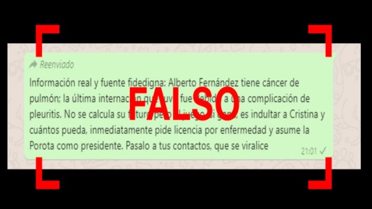 Viral en WhatsApp: es falso que Alberto Fernández fue diagnosticado con cáncer de pulmón