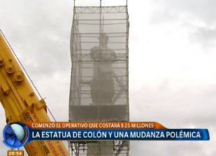 La mudanza de la estatua de Colón