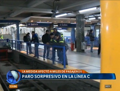 Metrodelegados apuntan a una "patota de la UTA" por el paro en la línea C