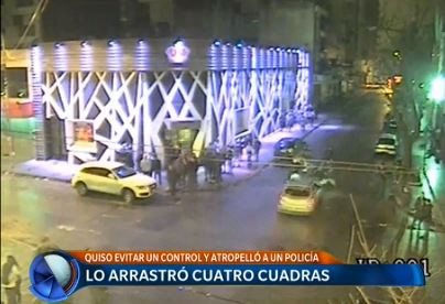 Esquivó control, atropelló a policía y lo arrastró 4 cuadras