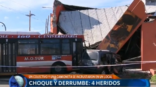 Choque y derrumbe en Valentín Alsina