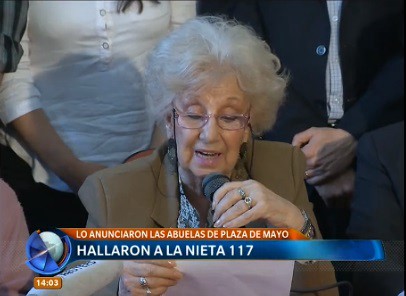 Abuelas de Plaza de Mayo recuperó la nieta 117