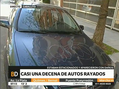 Vandalismo contra autos estacionados en Caballito