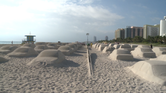 Embotellamiento en la arena en la semana de arte de Miami
