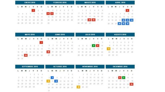Calendario: En 2016 habrá 17 feriados y nueve fines de semana largos