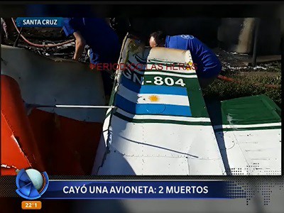 Cayó un avión de Gendarmería en el patio de una casa en Las Heras, Santa Cruz