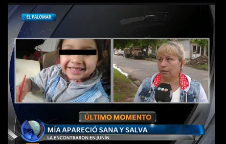 Apareció a salvo Mía en Junín