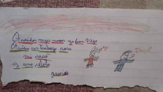 Conmovedor: un nene le escribió una carta a los Reyes pidiendo una pelota y trabajo para su papá