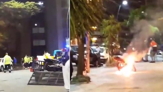 Prendió fuego su moto para que no la secuestren en un control de tránsito
