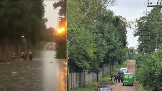 Sigue la búsqueda del remisero que fue arrastrado por la corriente en una calle inundada