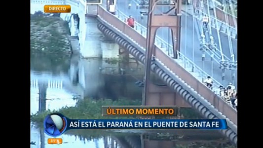 Así está el Paraná, en el tradicional puente de Santa Fe