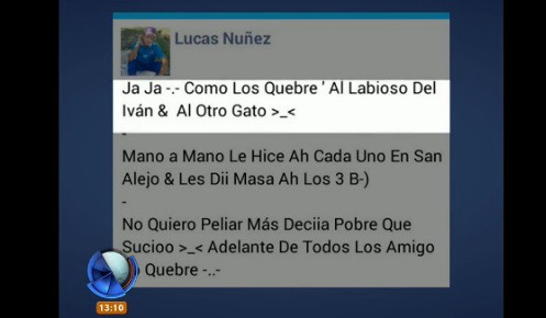 La indignación de los amigos de Nicolás por el mensaje que el agresor subió a Facebook