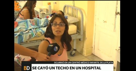 Se cayó parte de un techo de un hospital de niños en La Plata