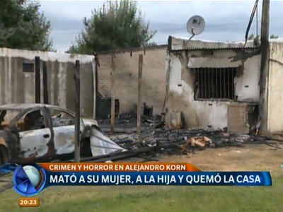 Mató a la mujer, a la hija y quemó la casa