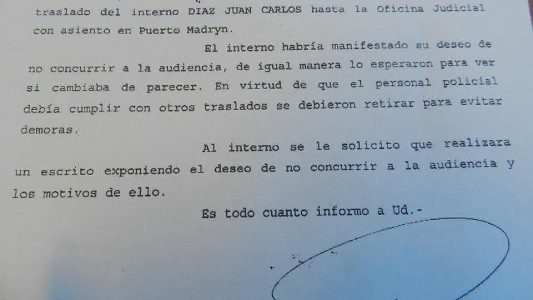 Un preso faltó a una audiencia porque “quería seguir durmiendo”