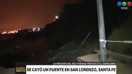 Se derrumbó parte de la costanera central del río Paraná en San Lorenzo