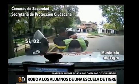 Video: detuvieron a un delincuente que le robó a los alumnos de una escuela en Tigre