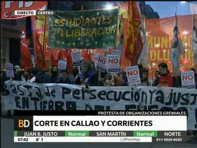 Corte en Corrientes y Callao por un conflicto en Tierra del Fuego