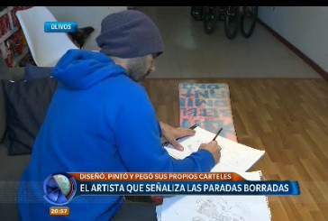 El artista que señaliza las paradas de colectivo borradas