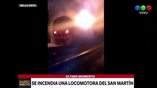 Se incendió una locomotora del ferrocarril San Martín