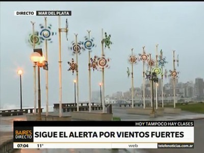 Sigue el alerta por vientos fuertes en Mar del Plata