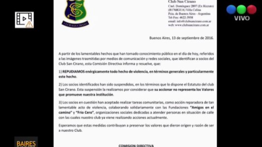 El Club San Cirano repudió la conducta del rugbier que agredió a un hombre en situación de calle