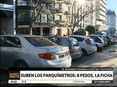 Aumenta la tarifa de los parquímetros: 8 pesos la hora