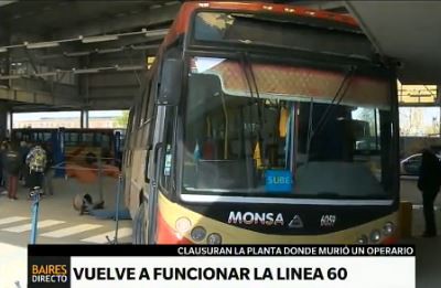 Al mediodía vuelve a funcionar la línea 60
