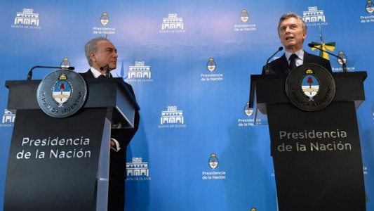 Macri recibió al Presidente de Brasil y aseguró: "El camino para integrarnos al mundo es el Mercosur"