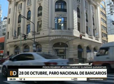 28 de octubre, paro nacional bancario
