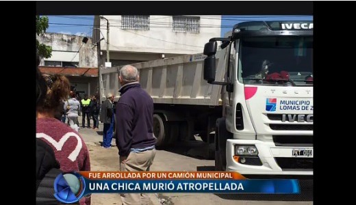 Adolescente murió atropellada por un camión de la municipalidad de Lomas de Zamora
