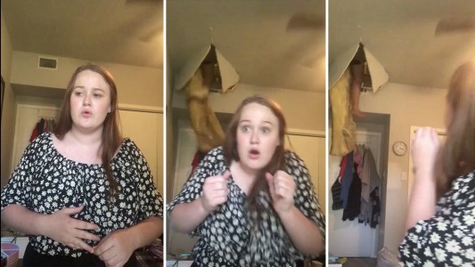 Video: le cayó su mamá del techo cuando grababa para TikTok