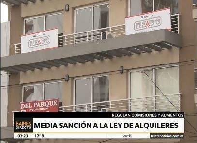 Media sanción a la ley de alquileres