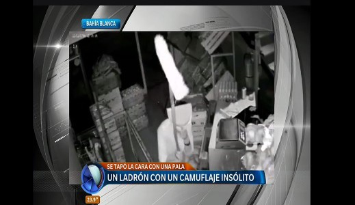Video cámara de seguridad: el raro camuflaje que usó un ladrón para robar una verdulería