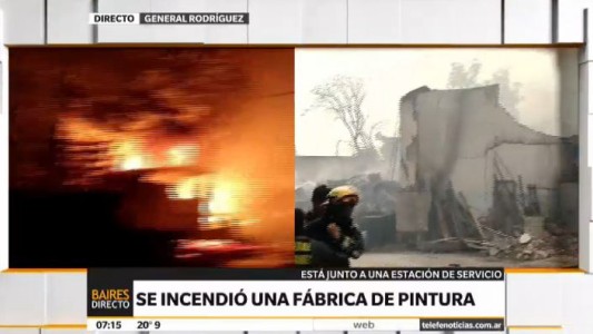 Fuerte incendio destruyó una fábrica de pinturas en General Rodríguez