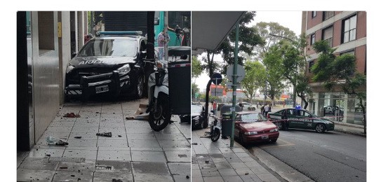 Patrullero se incrustó en una peluquería de Recoleta en medio de una persecución