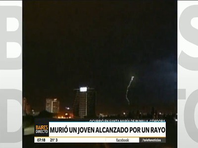 Murió un joven alcanzado por un rayo en Córdoba