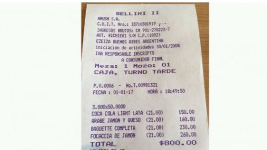 Aeropuerto de Ezeiza: le cobraron 800 pesos por tres gaseosas y tres sandwiches