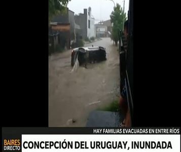 Concepción del Uruguay, bajo el agua tras fuerte temporal