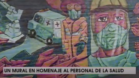 Estudiantes de Tucumán realizaron un mural en homenaje al personal de salud