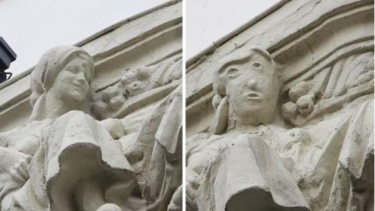 Polémica restauración del relieve de un edificio de 1919