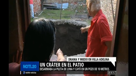 Se abrió un cráter bajo una pileta de lona en una casa de Villa Adelina
