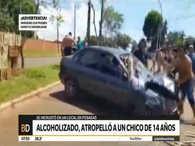Un conductor alcoholizado se metió en un local y atropelló a un chico de 14 años